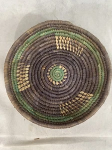 BOHO Woven Shallow Coiled Baskets Bowl Green Purple Decorative Wall Hanging 12” - Bild 1 von 9