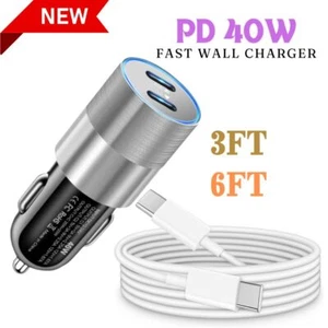 PD 40W USB-C Fast Charger For iPhone 15 Pro Max Plus iPad Samsung Type-C Cable - Picture 1 of 17