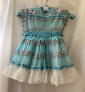 Vintage (80er Jahre) Kleinkind Kleid - blau geblümt - Bild 1 von 7