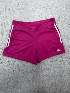 Adidas Shorts Womens L Pink Side Stripe Athletic Stretch Mid-Rise - Picture 1 of 8