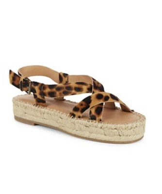 NEW Madewell 7.5 Malia Asymmetrical Espadrille Sandal Leopard Calf Hair AM198 - Image 1 of 4