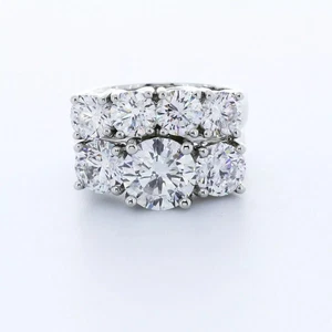 Platinum Engagement Ring Set Trellis 5.86 Carat Round Lab-Grown Diamond E VS2 - Picture 1 of 5