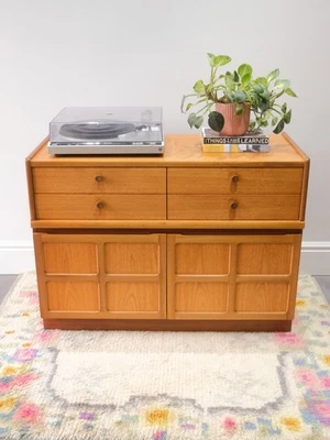Mid Century Teak Nathan Squares Sideboard Chest Of Drawers Vintage Retro Cabinet - Image 1 of 4