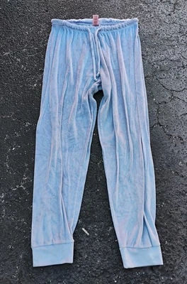 Juicy Couture Blue Bling Velvet Velour Tapered Stretchy Lounge Pants XL Y2k - Image 1 of 4
