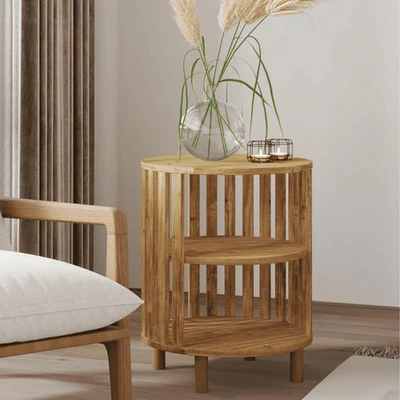 Luna Coffee Side Table Round Modern Design Living Room Furniture Solid Wood Legs - image 1 of 4