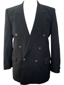Yves Saint Laurent Schwarzer Wollblazer Zweireiher Goldene Knöpfe Maritim  - Bild 1 von 10