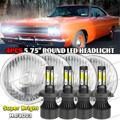 Faros LED redondos altos/bajo para Mercury Cougar 1967-76 Monterey Comet 4 piezas 5,75" Foto 1 de 4