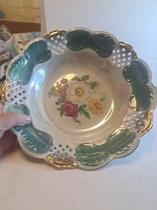 vintage lusterware japan,floral Hand Painted Bowl - Picture 1 of 5