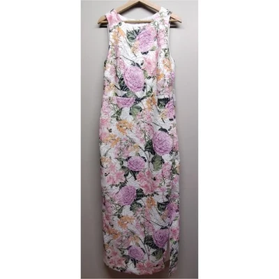 New Kay Unger Formal Dress Women Size 14 White Floral Lace Sleeveless Leg Slit - Изображение 1 из 4