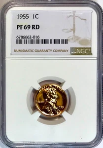 1955 Lincoln Wheat Cent NGC PF69 RD Lustrous Fire Red PCGS List Price $1150.00 - Picture 1 of 4
