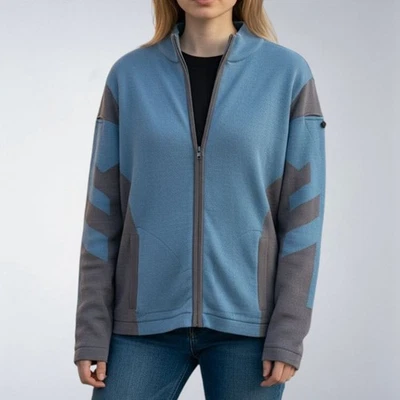 Куртка Jamie Sadock большая L синяя серая шелковая смесь карманы на молнии с подкладкой для гольфа - Изображение 1 из 4