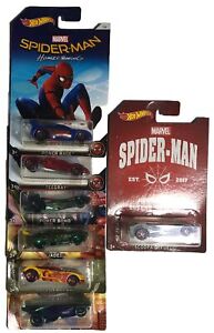 Hot Wheels 2017 Set Of (7) Spider-Man Home Coming Wal Mart Exclusive CHASE Car a