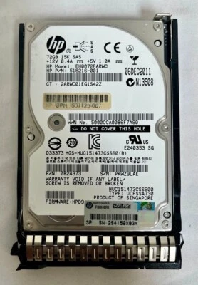 HP EH0072FARWC 72GB 15K 6Gbps SAS 2.5" Hard Drive w/Caddy 518216-001 - Image 1 of 3