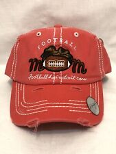FOOTBALL Mom Hair Don’t Care Embroidery Distressed Baseball Cap Vintage Pink Hat