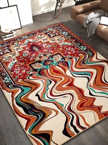 Vintage Wine Red Melting Oriental 4x6 Area Rugs for Kitchen Bedroom Dining Ro... - Picture 1 of 7