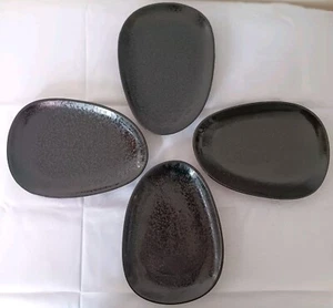 4 D&V Ston Porzellan Geschirr oval Salat Dessert Brotteller Cairn Midnight  - Bild 1 von 11