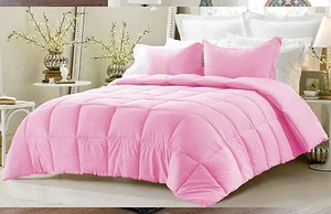 Reversible Solid/Emboss Stripe Comforter Set Down Alternative Twin/Queen/King - Picture 1 of 20