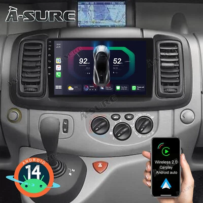 A-SURE Radio de coche Carplay para Renault Trafic MK2 OPEL Vivaro A NAVI GPS Android 14 WIFI