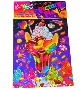Vintage Lisa Frank Galaktischer Eisbecher Bild Spiel Wiederverwendbar Aufkleber Halloween 90er - Bild 1 von 3