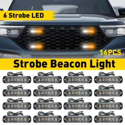 16X 6 LED Amber&White Emergency Tow Truck Side Marker Flash Strobe Light Bar EE - Image 1 of 4