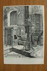 BN81b) Litho Detling Church Kent England 1881 Interior Lecter Architecture 14x20