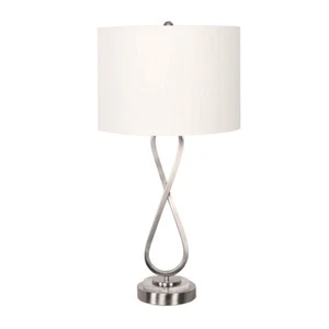 Sarantino Contemporary Table Lamp In Nickel Finish - Picture 1 of 10
