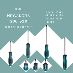 Vessel Megadora 900 920 Screwdriver Set 7 Pieces Tools Stubby - Picture 1 of 10