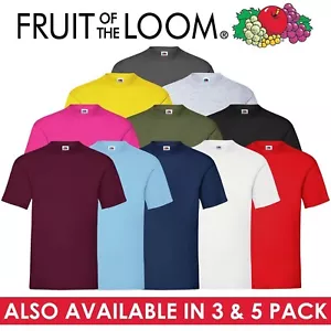 Fruit of the Loom Hommes 100% Coton Manches Courtes Uni T-Shirt - Photo 1/46