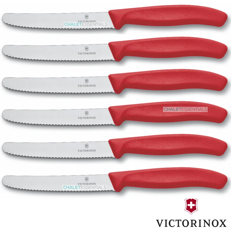 Victorinox Steak & Tomato 11 cm Juego de empuñaduras de pistola de cuchillo x 6 cuchillos - Rojo Foto 1 de 1