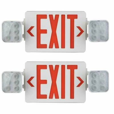 ANTEC LIGHTING 2Pcs-Pack Red LED EXIT Sign Light Combo with 90 min Emergency back up
