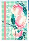 Welcome Flag for House with Georgia Peaches and Green Checkered background 