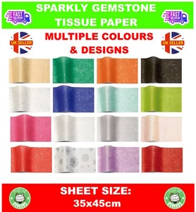 GEMSTONE WRAPPING TISSUE PAPER HALF SHEETS ~ LUXURY SPARKLY GLITTER GEM 35x45cm - Picture 1 of 22