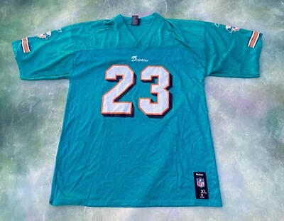 复古 Reebok NFL 迈阿密海豚队 Ronnie Brown #23 球衣 XL 码。 — 第 1/4 张图片