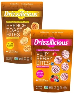 Drizzilicious Mini Rice Cakes Crisps Healthy Snacks French Toast and Very Berry - Picture 1 of 7
