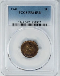 1941 Lincoln Cent 1c PR64RB PCGS 949864-12 - Picture 1 of 2