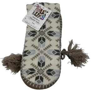 MUK LUKS Slipper Socks No Slip Grey L/XL (8.5-11) NWT - Picture 1 of 5