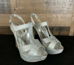 Damen Aldo Heister Silber Glitzer Heels Urlaub 85331350 Größe 38  - Bild 1 von 5