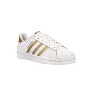 Adidas Youth Classic Superstar Sneakers Shoes White Gold (B-39402) New - Picture 1 of 6