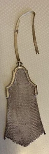 Antique 1920 Whiting and Davis Mesh Bag fine chain mail silvertone flapper purse - Picture 1 of 10