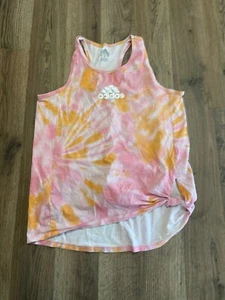 adidas Tank Top, Girl's Size XL, Pink White Orange, Tie Dye, Sleeveless - Picture 1 of 7
