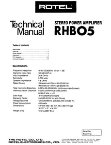 Manual de servicio para Rotel RHB-05 - Imagen 1 de 1