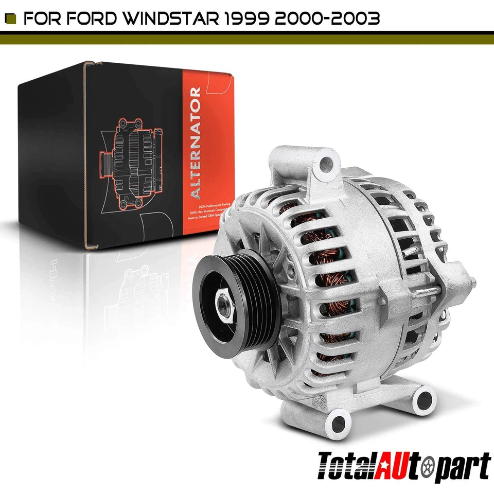 Alternador para Ford Windstar 1999 2000-2003 V6 3,8 L 135 Amp/12 Voltios CW 6 Ranuras Foto 1 de 4