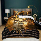 Deer Hunting Duvet Cover Queen Size,American Flag Bedding Set,Deer Theme Comfort