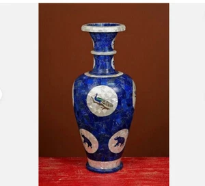 18" Luxury Lapis MOPStone Art Table Flowerpots Home Bedside Table Decor Veses - Picture 1 of 6