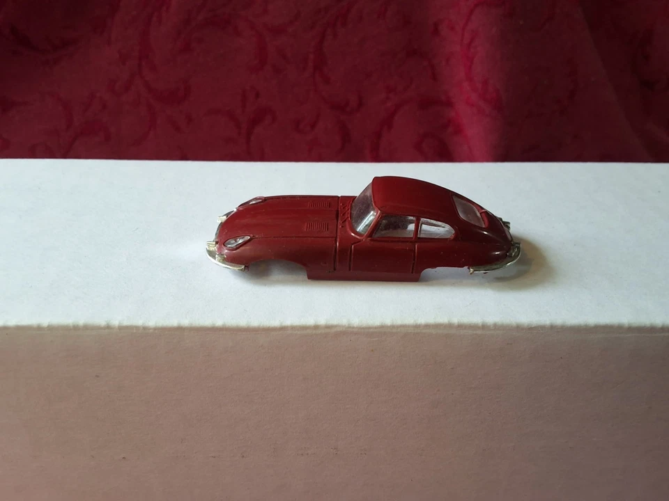 Vintage Faller Jaguar XKE HO Slot Car Body.  Maroon - image 1 of 4