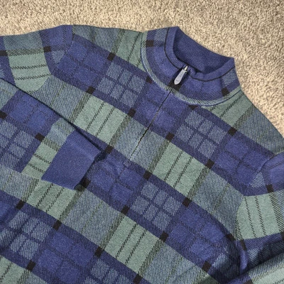 Vineyard Vines Sweater Mens Medium Boathouse Blue Green Tartan Plaid Pullover - Image 1 of 4