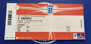 ENGLAND v ANDORRA 10/6/2009 FOOTBALL TICKET STUB WORLD CUP QUALIFIER WEMBLEY - Picture 1 of 1