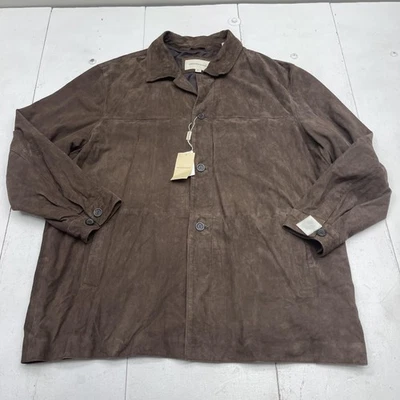Chaqueta de Cuero Pronto Uomo Para Hombres XXL Marrón Gamuza Botón Delantero Coche Abrigo Cuello Foto 1 de 4