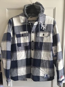 New York Yankees Men’s Large Starter Hooded Jacket Plaid Msrp $150 MLB - Picture 1 of 7