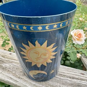 Cosmos Sun Stars Moon Waste Basket Trash Can Vintage Springmaid Celestial Decor - Picture 1 of 13